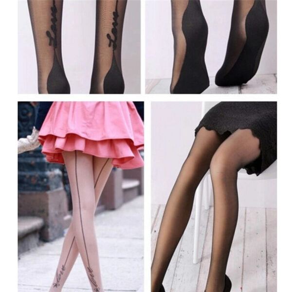 1 Pair New Female Sexy Stockings Pantyhose English Love Letter Tattoo Jacquard For Woman Girl Ladies One Line Design Stockings