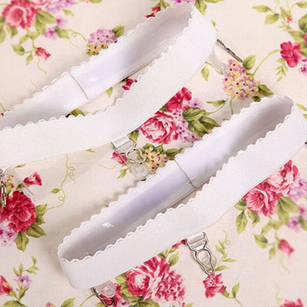 1 Pair Womens Sexy Elastic Anti Slip Leg Garter Belt Ring Thigh High Stocking Suspenders with 3 Clips Cosplay Costume Accessory - Image 6