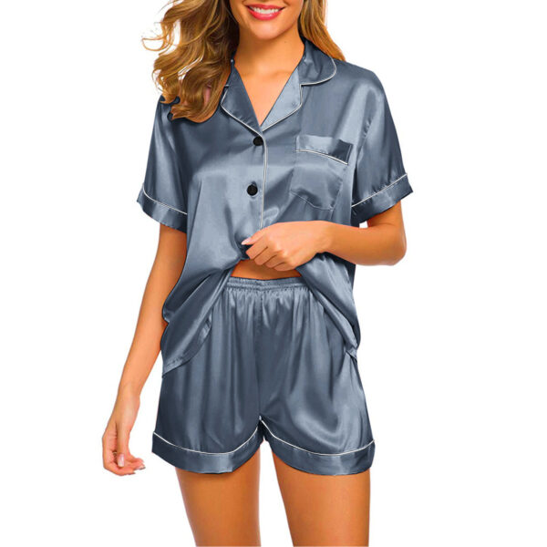 10 Colors Silk Satin Sleepwear Pajamas Button-Down Pyjamas Suit Pijama Couple Women Sleep Tops Loungewear Plus Size M-5XL - Image 4