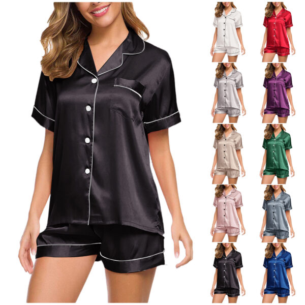 10 Colors Silk Satin Sleepwear Pajamas Button-Down Pyjamas Suit Pijama Couple Women Sleep Tops Loungewear Plus Size M-5XL