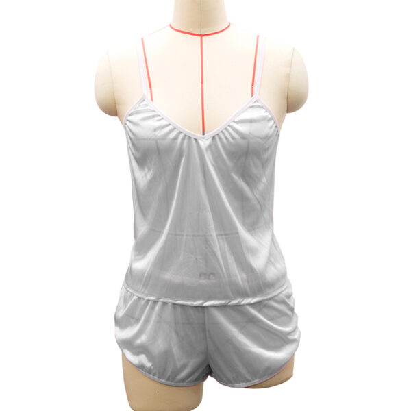 2 PCS Womens Sleepwear Satin Pajama Cami Set Silk Solid Nightwear Lingerie S55 - Image 3
