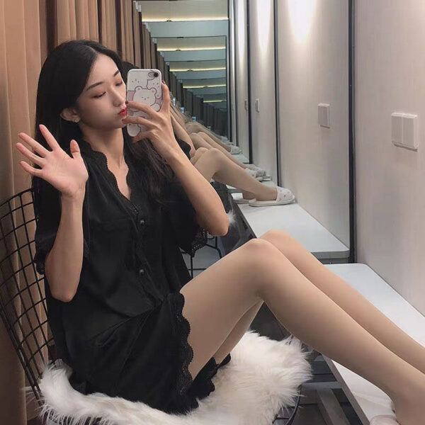 2 Piece/Set Home Suit Pajamas For Women Sleepwear Female Long Sleeve Trousers Satin Silk Nightwear Suit Pijamas - Image 4