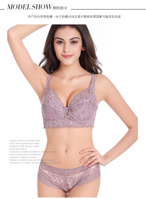 2020 Sexy Full Lace Women's Bras Push Up Coverage Flower Adjustable Intimates Bowknot Underwear size - Image 4