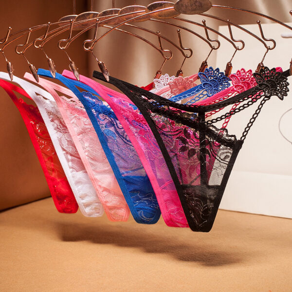 2021 Hot Sexy Lace Embroidered Women Panties Hollow Mesh Yarn Cotton Briefs Panty Low Waist Underwear T-Pants G-String Thongs - Image 4