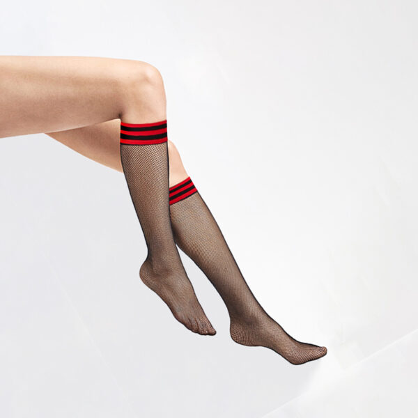 2021 Sexy Designer Striped Fish Net Thigh High Knee Long Ankl Socks Women Transparent Elastic Tight Stockings Kawaii Large Size - Image 3