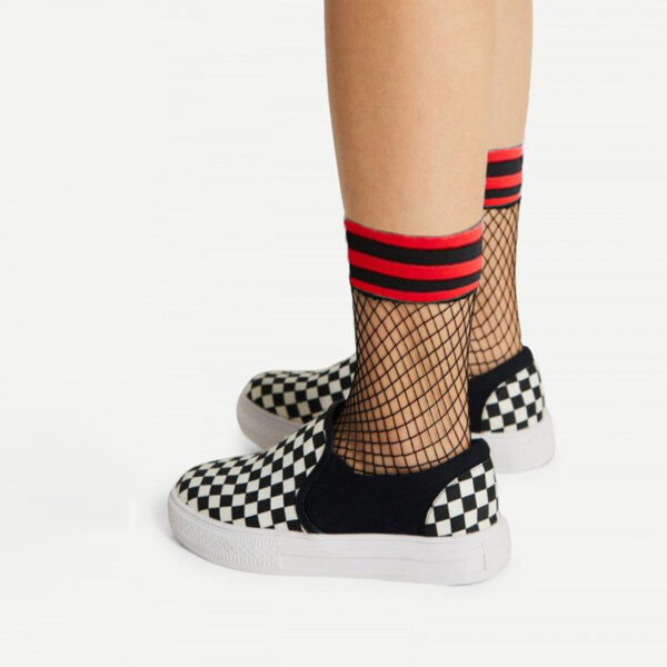 2021 Sexy Designer Striped Fish Net Thigh High Knee Long Ankl Socks Women Transparent Elastic Tight Stockings Kawaii Large Size - Image 5