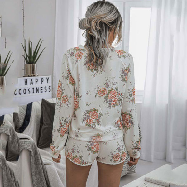 2022 Floral Print Pajama Set Women Suit Lounge Wear Loungewear Women Home Suit Long Sleeve Flower Homewear Sleepwear - Image 2