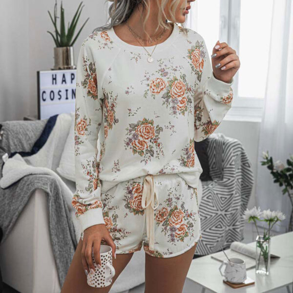 2022 Floral Print Pajama Set Women Suit Lounge Wear Loungewear Women Home Suit Long Sleeve Flower Homewear Sleepwear - Image 5