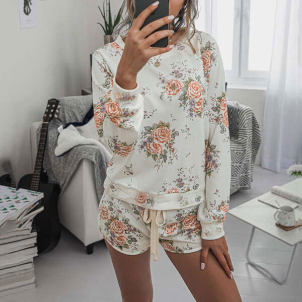 2022 Floral Print Pajama Set Women Suit Lounge Wear Loungewear Women Home Suit Long Sleeve Flower Homewear Sleepwear - Image 6