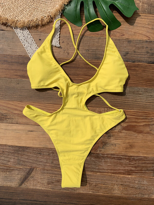 2022 New Sexy African Swimsuit Halter One Piece Swimsuit Women Swimwear Monokini Bathers Beachwear Trikini Bathing Suit Yellow - Image 5