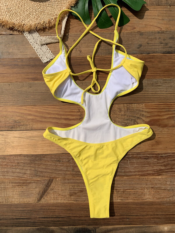 2022 New Sexy African Swimsuit Halter One Piece Swimsuit Women Swimwear Monokini Bathers Beachwear Trikini Bathing Suit Yellow - Image 6