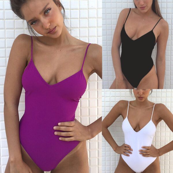 2022 Sexy One Piece Swimsuit Women Swimwear Female Solid Black Thong Backless Monokini Bathing Suit XL