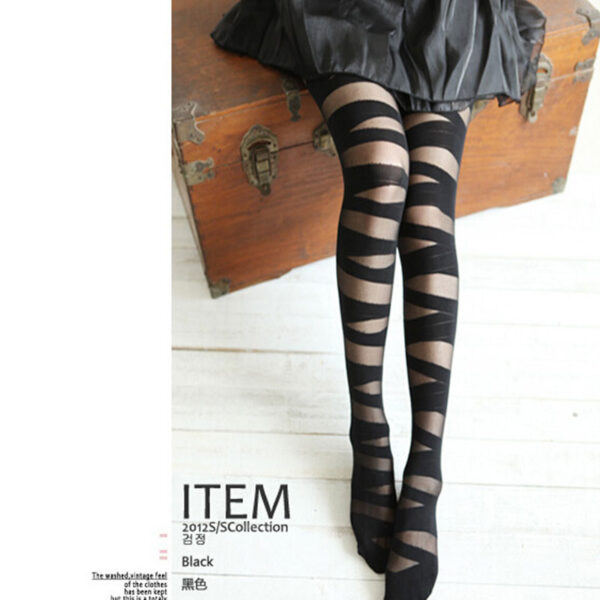 2022 Sexy Women Goth Rocker Cross Bandage Straps Lady Stocking Tights Hot Hollow Tights Stockings High Elastic Vintage Design - Image 3