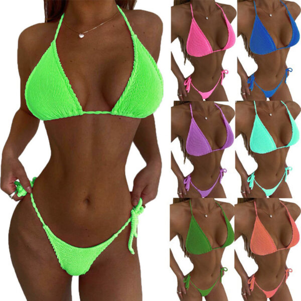 2022 Summer Sexy Solid Bikini Sets Women Tie Side GString Thong Swimsuit Female Bandage Bathing Suit Brazlian Swimwear Bikini