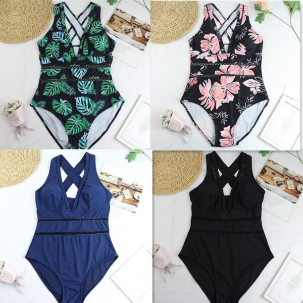 2022 Swimsuit Women One Piece Swimwear Sexy Mesh Monokini Plunge V Neck Criss Sross Bathing Suit Backless Bodysuit Beachwear XXL - Image 6