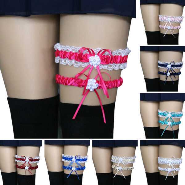 2Pcs/Set Bowknot thigh Garter Women Lace Garter Sexy Bridal Leg Garters Wedding Cosplay Decor Garter Belt Plus Size - Image 2