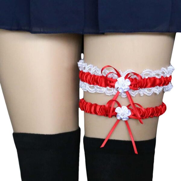 2Pcs/Set Bowknot thigh Garter Women Lace Garter Sexy Bridal Leg Garters Wedding Cosplay Decor Garter Belt Plus Size