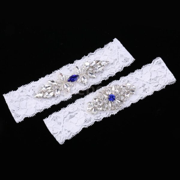 2pcs/Set Wedding Bridal Lace Flower Crystal Leg Garter Thigh Ring Accessory - Image 5