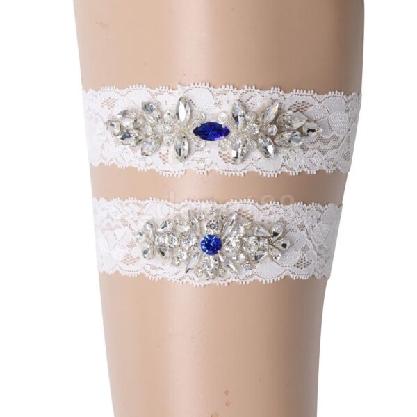 2pcs/Set Wedding Bridal Lace Flower Crystal Leg Garter Thigh Ring Accessory