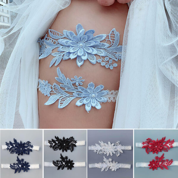 2pcs Women Bow Leg Ring Sexy Lingerie Lace Garter Belt Leg Loop Wedding Garters Bridal Female Cosplay Thigh Ring Stocking Belt - Image 2