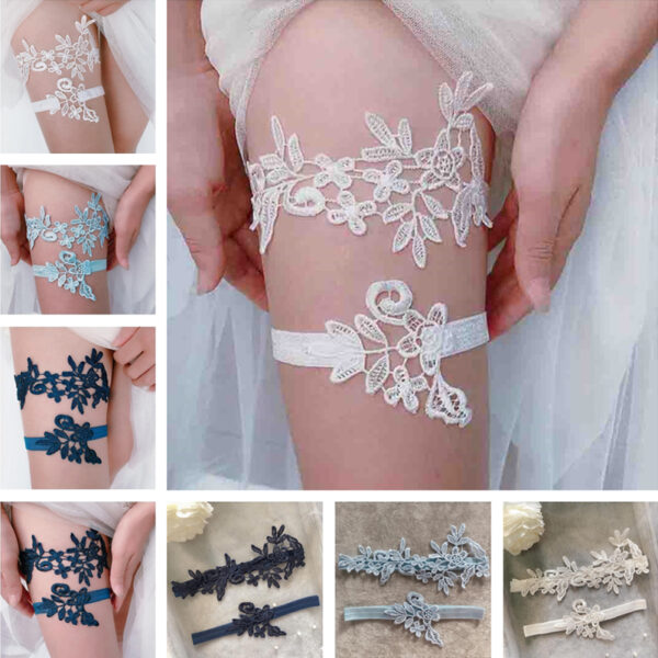 2pcs Women Bow Leg Ring Sexy Lingerie Lace Garter Belt Leg Loop Wedding Garters Bridal Female Cosplay Thigh Ring Stocking Belt