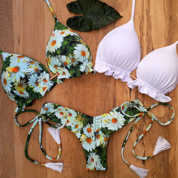 3 Piece Biquini Pink Bikini Women Beach Outing Swimwear Floral Print Bikini Set Biquinis Feminino Maio Thong Bikinis Swimsuit - Image 2