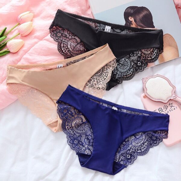 3pcs/set Women's Seamless Underwear Leopard Intimate Women Sexy Lace Black Floral Panties Seamless Panty