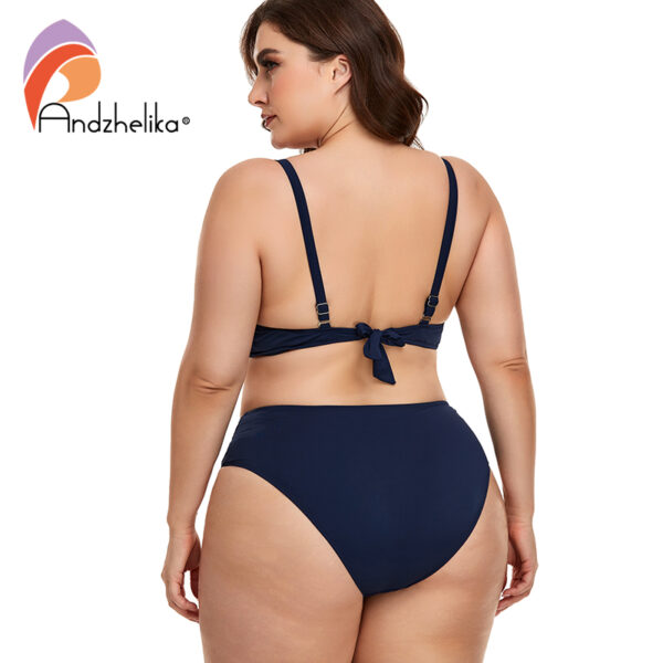 Andzhelika Solid High Waist Bikinis Women Swimsuit Bikinis Set 2022 Summer Two Piece Plus Size Swimwear Bathing Suit Biquini - Image 2