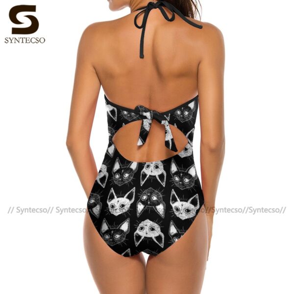 Cat Swimsuit V Shape Women Swimwear Best Simple Bath One Piece Bathing Suit - Image 5