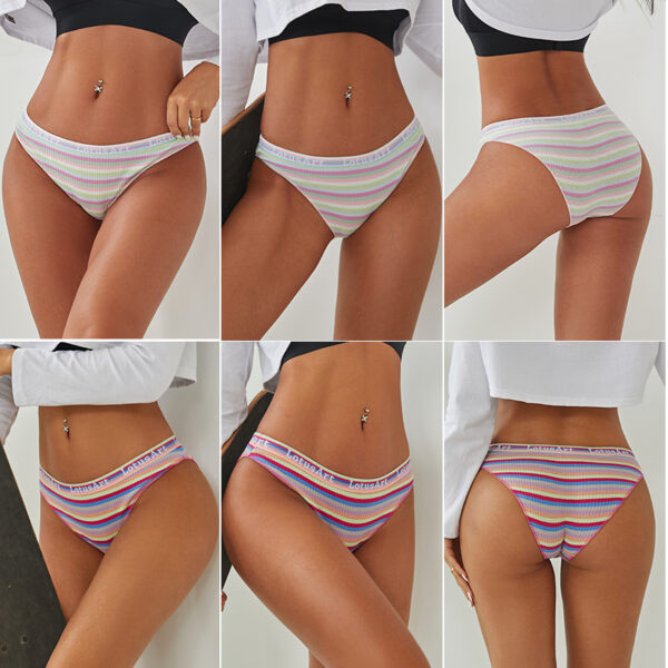 FINETOO 3PCS/Set Women Cotton Seamless Panties for Female M-XL Underwear Panty Sexy Colorful Striped Lingerie Letter Waist Brief - Image 3