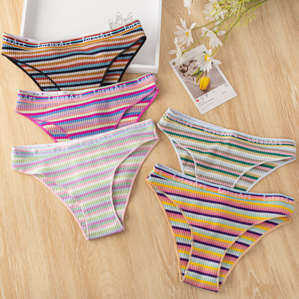 FINETOO 3PCS/Set Women Cotton Seamless Panties for Female M-XL Underwear Panty Sexy Colorful Striped Lingerie Letter Waist Brief - Image 5