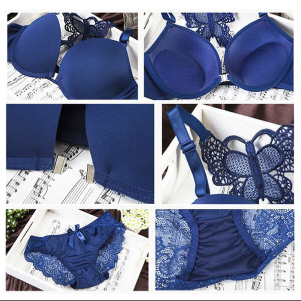 Front Closed Push Up Brassiere Panties Sexy Underwire Bra Set For Women Underwear Solid Color Female Butterfly Back Lingerie set - Image 6