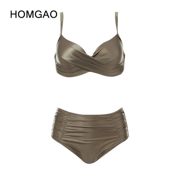 HOMGAO 2022 New Women Large Size Swimsuit Two Piece Bikini Set Sexy V-Neck Swimwear Bathing Suits Maillot De Bain Femme XL-4XL - Image 3