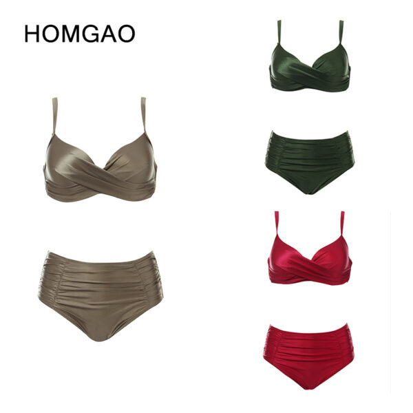 HOMGAO 2022 New Women Large Size Swimsuit Two Piece Bikini Set Sexy V-Neck Swimwear Bathing Suits Maillot De Bain Femme XL-4XL - Image 4