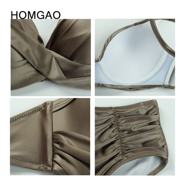 HOMGAO 2022 New Women Large Size Swimsuit Two Piece Bikini Set Sexy V-Neck Swimwear Bathing Suits Maillot De Bain Femme XL-4XL - Image 5