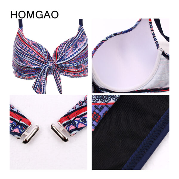 HOMGAO Print Push Up Bikini 2022 Women Swimsuit Sexy Mid Waist Swimwear Large Size Two Piece Bathing Suit Tankini Beachwear - Image 5