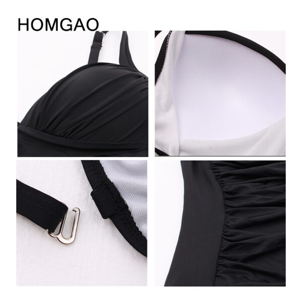 HOMGAO Sexy Women's V Neck Solid One Piece Swimsuit Ruched Tummy Control Swimwear Bathing Suit Large Size 4XL Bodysuit Monokini - Image 5