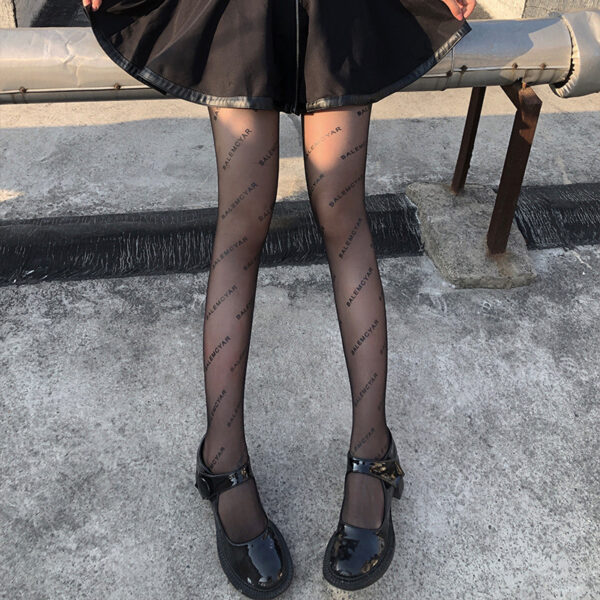 Hot Women's Stockings High-end Letter Black Stockings Spring, Autumn And Summer Thin Style with Sexy Luxury Black Pantyhose - Image 2