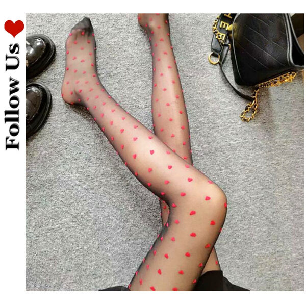 Lolita Ins Sexy Tights Women Fashion 2021 Brand Designer Love Black Silk Breathable Pantyhose G Red Hollow Out Heart Stockings