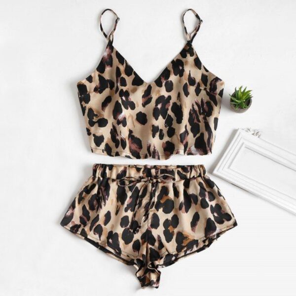 MIARHB Sexy Pajamas For Women Nightwear Pyjamas Leopard Print Female Sleepwear Sets Sleeveless Strapless Camis Pants Lounge Wear - Image 2