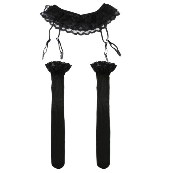 New Design Sexy Stocking Garter Belt Women Fashion Sexy Black Lace Top Thigh Highs Stockings+Suspender Garter Belt - Image 5