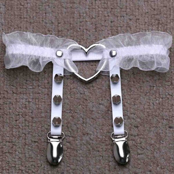 New Fashion Women Girl Gorgeous Punk Gothic Heart-shape Ring Spikes Elastic Lace Garter Belt Retro Suspender Flower Harness - Image 4