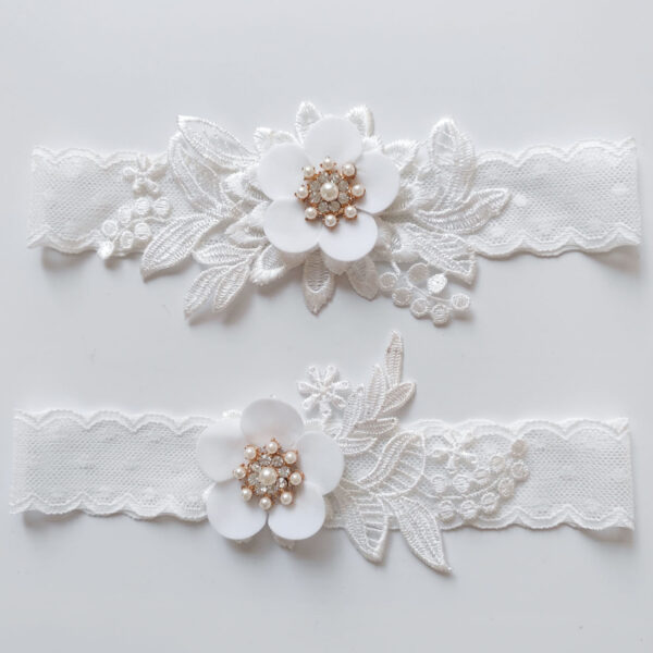 New Wedding Bridal Garter Rhinestone Pearl Flower Garters Decorations For Bride And Bridesmaid - Image 2