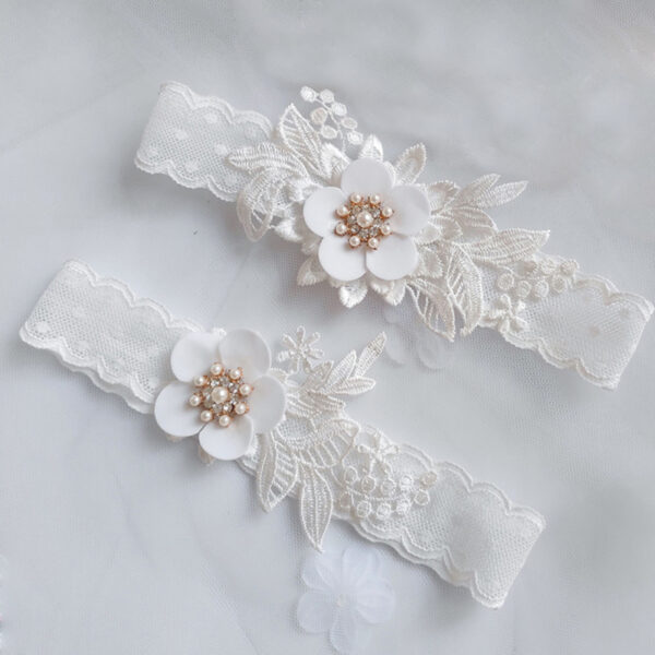 New Wedding Bridal Garter Rhinestone Pearl Flower Garters Decorations For Bride And Bridesmaid - Image 6