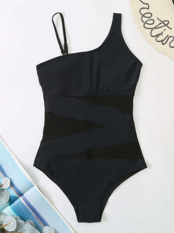 One Piece Swimsuit Women Sexy Mesh Solid Swimwear 2022 New Monokini Beach Bathing Suit Bodysuit Swimming Suits For Female XL - Image 5