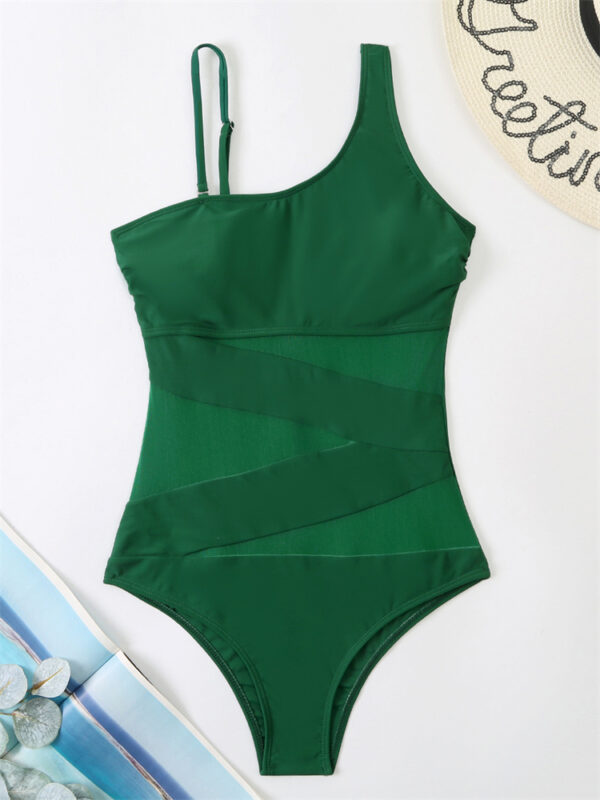 One Piece Swimsuit Women Sexy Mesh Solid Swimwear 2022 New Monokini Beach Bathing Suit Bodysuit Swimming Suits For Female XL - Image 6