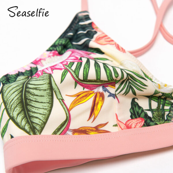 SEASELFIE Tropical Keyhole Low Waist Thong Bikini Set Women Swimsuit Sexy Bikinis Two Pieces 2022 Swimming Suit Swimwear - Image 5