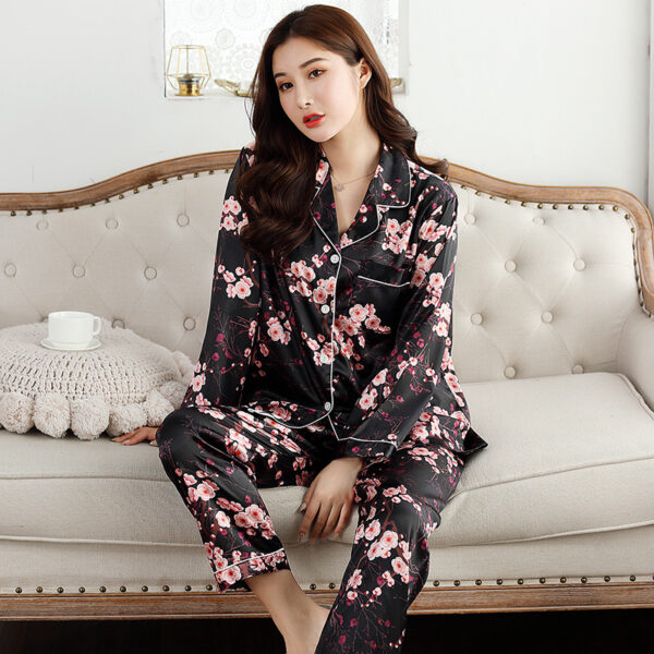 Satin Silk Pajamas for Women's Set pyjamas Button Pigiama Donna pjs Winter Mujer Pijama Sleepwear Nightwear Pizama Damska 2Pcs - Image 2