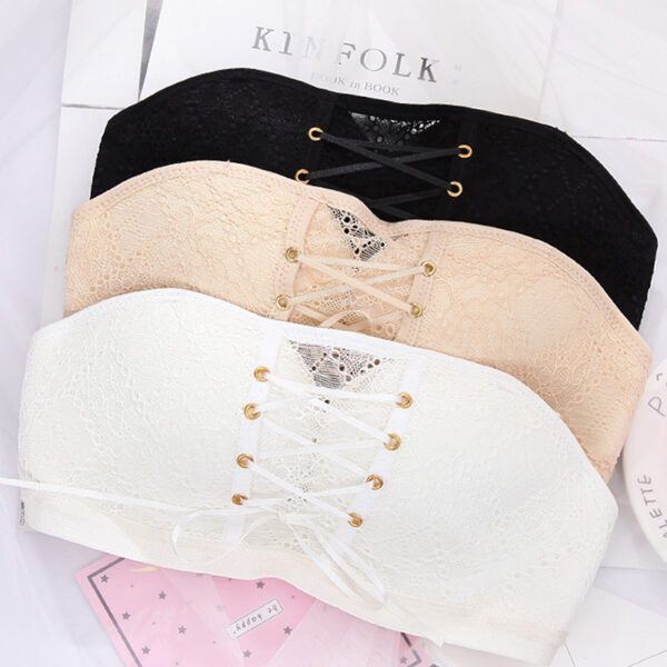 Seamless Sexy Bras For Women Fashion Push Up Bra Wire Free Lingerie Strapless Drawstring Bra Solid Lace Adjustable Bralette Drop - Image 3