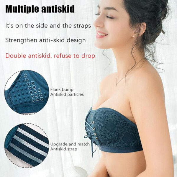 Seamless Sexy Bras For Women Fashion Push Up Bra Wire Free Lingerie Strapless Drawstring Bra Solid Lace Adjustable Bralette Drop - Image 5